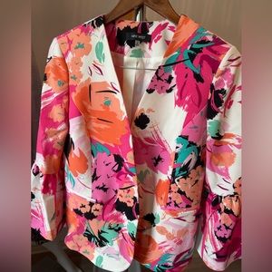 Nine West!!! Womens Blazer, Jacket Urban Explorer Hibiscus Floral Size 8